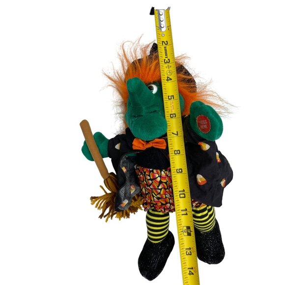 Animated Halloween Witch Plush With Her Hat Broomstick & Candy Corn Outfit Works - Picture 13 of 15